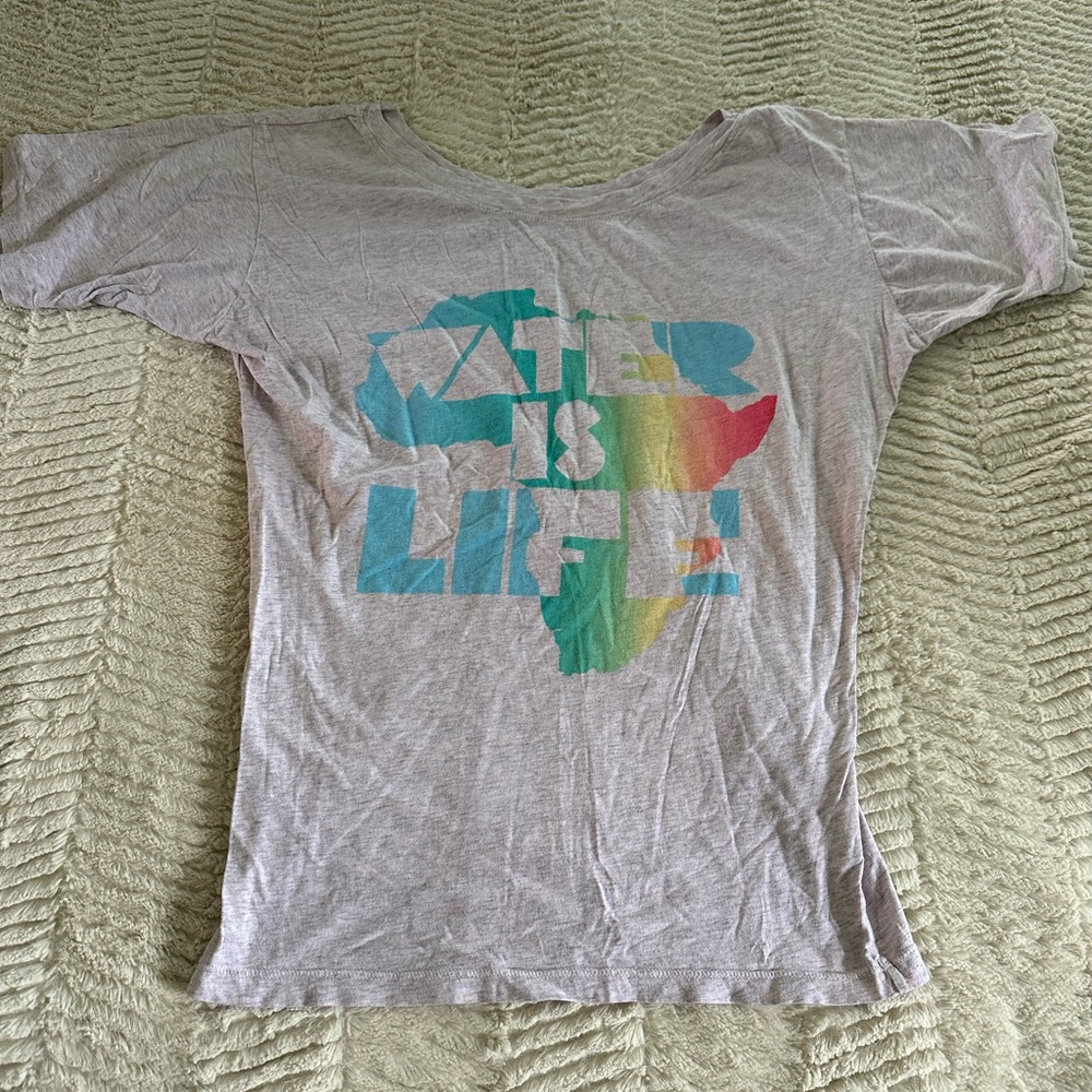 Light purple water is life public library short sleeve t shirt size small